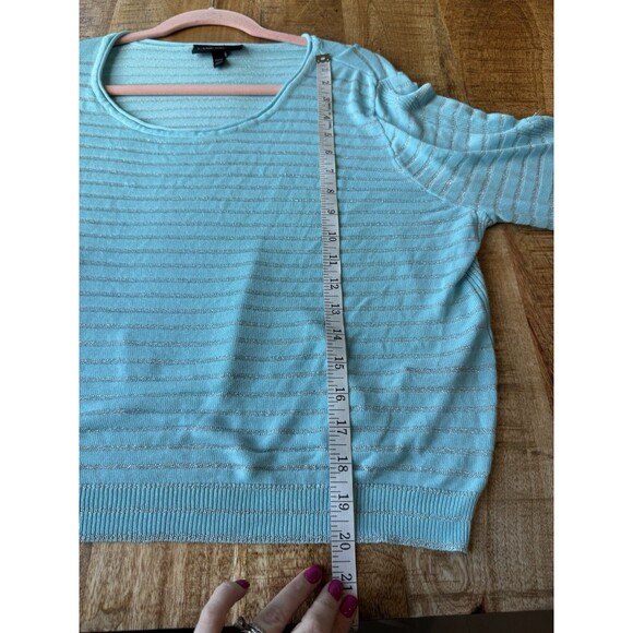 Lane Bryant Women's Blue Shimmer Striped Pullover Knit Cropped Sweater 22/24 - Picture 11 of 12